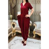 bizim butik Kadın Kırmızı Taşlı Arnavut Şalvar Takımı. Standart Beden 50 Kilodan 100 Kiloya Kadar Rahat Olur
