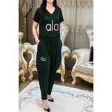 bizim butik Kadın Yeşil Taşlı Alo Baskılı Şalvar Takımı. Standart Beden 50 Kilodan 100 Kiloya Kadar Rahat Olur