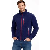 Bizim Terzi Dsnm Lacivert Kırmızı Fermuarlı Polar 3 Cepli Slim Fit Anti Pilling Tüylenme Yapmaz Hava Geçirmez Soft Shell Polar - 2XL
