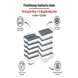 bizimevde 15 Adet Saklama Kabı (5 Büyük-10 Orta Boy) 4 Litre + 1,3 Litre Derin Dondurucu Mikrodalga Uyumlu