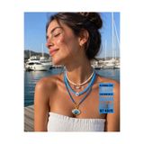 bizizmoda Seramik Göz Cam Boncuk Bodrum Nazar Boncuk Set Mavi Nazar Göz Kolye Set