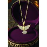 Bizle Tasarla Anka Kuşu Gold Renk Zirkon Taşlı Çelik Kolye , Sevgililer Günü, Eşe, Anneye, Arkadaşa Hediye