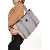 Bizoon 7000 Kapitone Desenli Shopper El Kol ve Omuz Çantası - Gri