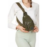 Bizoon Kadın Krınkıl Kumaş Çapraz Omuz Çantası Suya Dayanıklı Body Bag 1035MINI - Haki