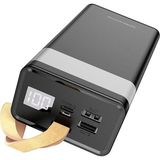 BJ18A Coolmy 30000MAH Powerbank | LED Dijital Göstergeli ve Masa Lambası Fonksiyonlu Güç Bankası, Çift USB 5V/2A Çıkışlı, Abs+Pc Alev Geciktirici Gövdeli Taşınabilir Şarj Cihazı - 20W GaN White
