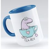 BK 1 Gift Tea Rex Tasarımlı Mavi Beyaz Kupa Bardak