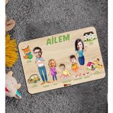 BK 6 Toys Çocuklara Özel Ailem Konseptli 5 Kişilik Ahşap Eğitici Yapboz Puzzle