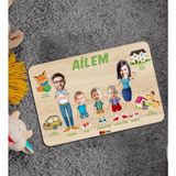 BK 7 Toys Çocuklara Özel Ailem Konseptli 5 Kişilik Ahşap Eğitici Puzzle