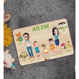 BK 9 Toys Çocuklara Özel Ailem Konseptli 5 Kişilik Ahşap Eğitici Puzzle