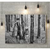 BK Atatürk Kurt Tasarımlı Karakalem Kanvas Tablo - 50 x 70 cm - Renkli