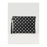 BK Bags & Accessories Orta Boy Gümüş Puantiyeli Siyah Clutch El Çantası