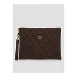 BK Bags & Accessories Orta Boy Süet Acı Kahve Portföy Clutch Kadın El Çantası