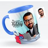 BK Bay Genel Müdür Karikatürlü Mavi Kupa Bardak