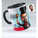 BK Bay Master Chef Karikatürlü Siyah Kupa Bardak