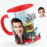 BK Bay Öğretmen Karikatürlü Kırmızı Kupa Bardak