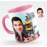 BK Bay Öğretmen Karikatürlü Pembe Kupa Bardak