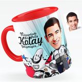 BK Bay Polis Karikatürlü Kırmızı Kupa Bardak