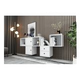 BK Concept Beyaz 168 cm KNS-1129-Ç Raflı Dolaplı Çekmeceli Duvar Konsolu