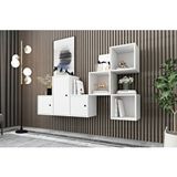 BK Concept Beyaz 202 cm DRS-1015-Ç 3 Kapaklı Duvara Monte Ayaksız Dresuar