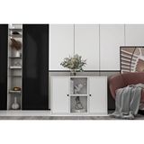 BK Concept Çıtasız KNS-1158-Ç İki Kapaklı Raflı Beyaz Konsol
