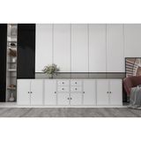 BK Concept Çıtasız KNS-1230-Ç Sekiz Kapaklı Dört Çekmeceli Raflı Beyaz Konsol