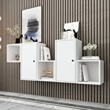BK Concept DRS-1012-Ç Beyaz 170 cm 2 Kapaklı Raflı Duvara Monte Ayaksız Dresuar