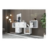 BK Concept KNS-1127-Ç Beyaz 168 cm Raflı Dolaplı Duvar Konsolu