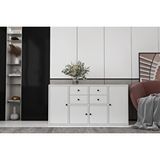 BK Concept KNS-1172-Ç Çıtasız Dört Kapaklı Dört Çekmeceli Raflı Beyaz Konsol