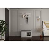 BK Concept PRT-1005-Ç Duvar Askılıklı Puflu Ayakkabılıklı Beyaz 65 cm Portmanto