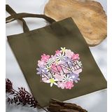 BK Gift 03 Anneler Günü Tasarımlı Haki Kumaş Bez Çanta