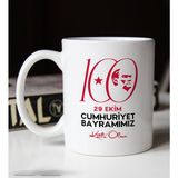 BK Gift 100 Yıl Hediyesi 29 Ekim Temalı 6 Beyaz Kupa