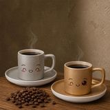 Bk Gift 2'li Gümüş ve Gold Renkli Emoji Yüz Tasarımlı Seramik Türk Kahvesi Fincanı Takımı-6