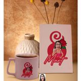 Bk Gift 8 Mart Karikatürlü Pudra Pembesi Sert Kapaklı Defter ve Middle Kupa Seti, Arkadaşa Hediye, Yeni Iş Hediyesi, Doğum Günü Hediyesi-1