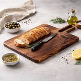 Bk Gift Akasya Ağacı Özel Kesim Kesme Tahtası 44X24 cm – Doğal Ahşap Mutfak Doğrama ve Sunum Tahtası - 1