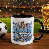Bk Gift Arjantin Taraftar Temalı Dünya Futbol Kupası Tasarımlı Siyah Kupa Bardak - 1 Adet