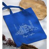 Bk Gift Ayasofya Camii Tasarımlı-1 Mavi Kumaş Bez Çanta Baskılı Omuz Çantası