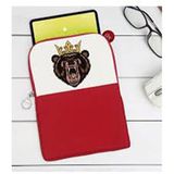 BK Gift Ayı Tasarımlı Taşınabilir Koruyucu Tablet Kılıfı & Organizer Kırmızı Çanta