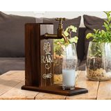 BK Gift Aynalı Altın Kabartma Musluklu Doğal Ceviz Ahşap Rakı Standı, Home Bar, İçecek Dispenseri, Ahşap İçecek Çeşmesi-2