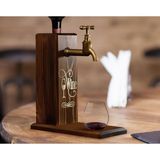 BK Gift Aynalı Altın Kabartma Musluklu Doğal Ceviz Ahşap Şarap Standı, Home Bar, İçecek Dispenseri, Ahşap İçecek Çeşmesi-1