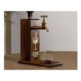 BK Gift Aynalı Altın Kabartma Musluklu Doğal Ceviz Ahşap Şarap Standı, Home Bar, İçecek Dispenseri, Ahşap İçecek Çeşmesi-2