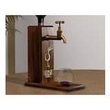 BK Gift Aynalı Altın Kabartma Musluklu Doğal Ceviz Ahşap Şarap Standı, Home Bar, İçecek Dispenseri, Ahşap İçecek Çeşmesi-3