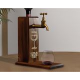 BK Gift Aynalı Altın Kabartma Musluklu Doğal Ceviz Ahşap Şarap Standı, Home Bar, İçecek Dispenseri, Ahşap İçecek Çeşmesi-5