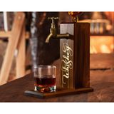BK Gift Aynalı Altın Kabartma Musluklu Doğal Ceviz Ahşap Viski Standı, Home Bar, İçecek Dispenseri, Ahşap İçecek Çeşmesi-11