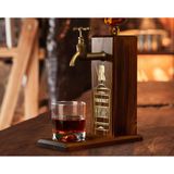 BK Gift Aynalı Altın Kabartma Musluklu Doğal Ceviz Ahşap Viski Standı, Home Bar, İçecek Dispenseri, Ahşap İçecek Çeşmesi-7