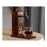 BK Gift Aynalı Altın Kabartma Musluklu Doğal Ceviz Ahşap Viski Standı, Home Bar, İçecek Dispenseri, Ahşap İçecek Çeşmesi-8