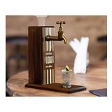 BK Gift Aynalı Altın Kabartma Musluklu Doğal Ceviz Ahşap Vodka Standı, Home Bar, İçecek Dispenseri, Ahşap İçecek Çeşmesi-1