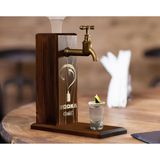 BK Gift Aynalı Altın Kabartma Musluklu Doğal Ceviz Ahşap Vodka Standı, Home Bar, İçecek Dispenseri, Ahşap İçecek Çeşmesi-3