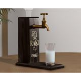 BK Gift Aynalı Altın Kabartma Musluklu Doğal Siyah(Ebony) Ahşap Rakı Standı, Home Bar, İçecek Dispenseri, Ahşap İçecek Çeşmesi-1
