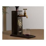 BK Gift Aynalı Altın Kabartma Musluklu Doğal Siyah(Ebony) Ahşap Şarap Standı, Home Bar, İçecek Dispenseri, Ahşap İçecek Çeşmesi-11