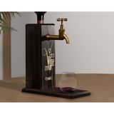 BK Gift Aynalı Altın Kabartma Musluklu Doğal Siyah(Ebony) Ahşap Şarap Standı, Home Bar, İçecek Dispenseri, Ahşap İçecek Çeşmesi-12